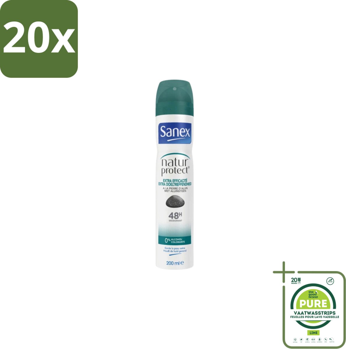 20 x Sanex – Deodorant Spray – Aluinsteen – 200 ml - Grootverpakking - Deodorant Spray - Natuurlijke Deodorant - Aluinsteen - Frisse Geur - Huidvriendelijk