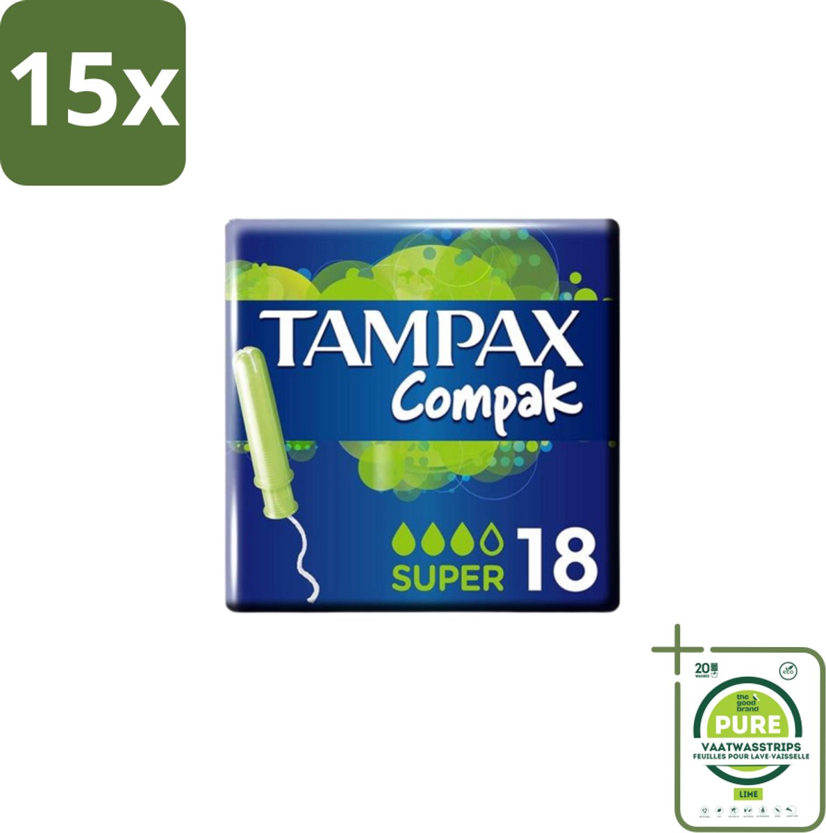 15 x Tampax Compak – Tampons – Super - Grootverpakking - Tampon - Menstruatie - Menstruatiebescherming - Hygiëne - Menstruatiecomfort