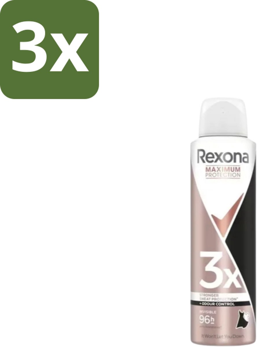 Rexona – Deodorant Spray – Maximum Protection Invisible – 150 ml - Bulkverpakking - 3 stuks