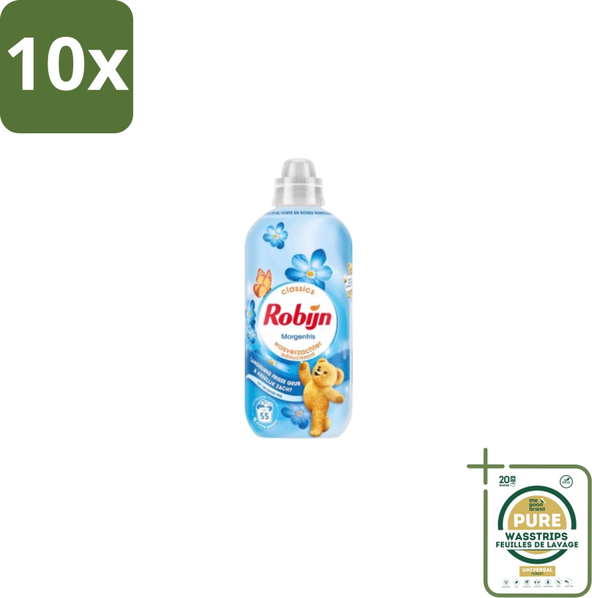 10 x Robijn – Wasverzachter – Morgenfris – 1,1 L - Grootverpakking - Wasverzachter - Wasverzachter Morgenfris - Wasverzachter Voor Kleding - Wasverzachter Voor Textiel - Wasverzachter Morgenfris 1.1 L