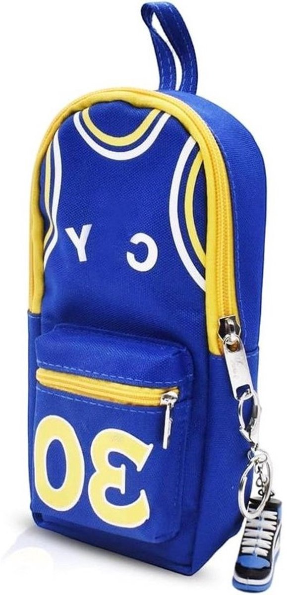 Basketbal Pennenetui - Sport Etui - School Organisatie - Grote Capaciteit - 21 x 10 x 8 cm - Blauw