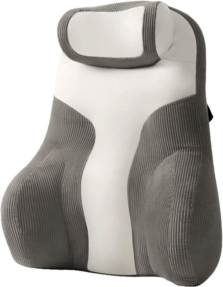 Lumbaal steunkussen - Leeskussen bank - Comfortabel zitten - Ergonomisch ontwerp - 60x42x20cm - Grijs