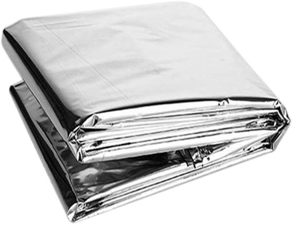 Noodreddingsdeken - Thermodeken Survivaldeken - Outdoor Noodsituaties - Warmte Absorberend Reflecterend - 130 x 210 cm - Zilver