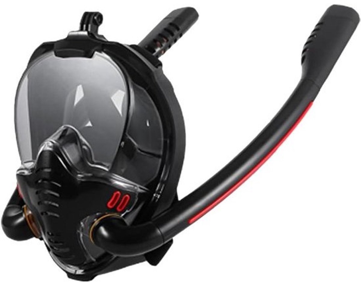 Snorkelmasker Dubbele Buizen - Duikmasker Zwemmasker - Onderwater Ontdekking - Volledig Droog Systeem - Volwassen Maat - Zwart