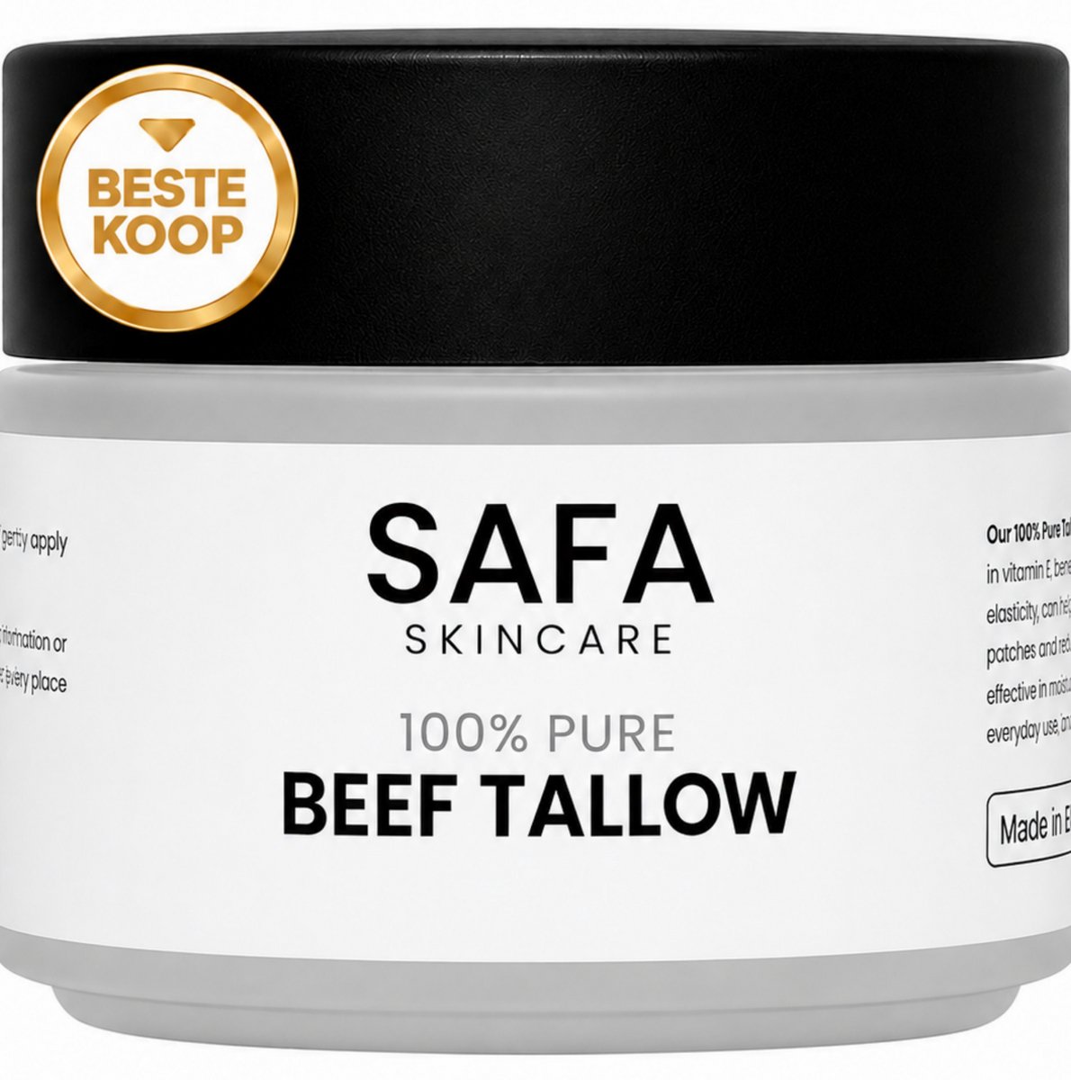 Safa Skincare - Beef Tallow - 100% PUUR - Handgemaakt - 100% Halal - 100% Natuurlijk - Grasgevoerd - Zonder Toevoegingen - Whipped - 30ml