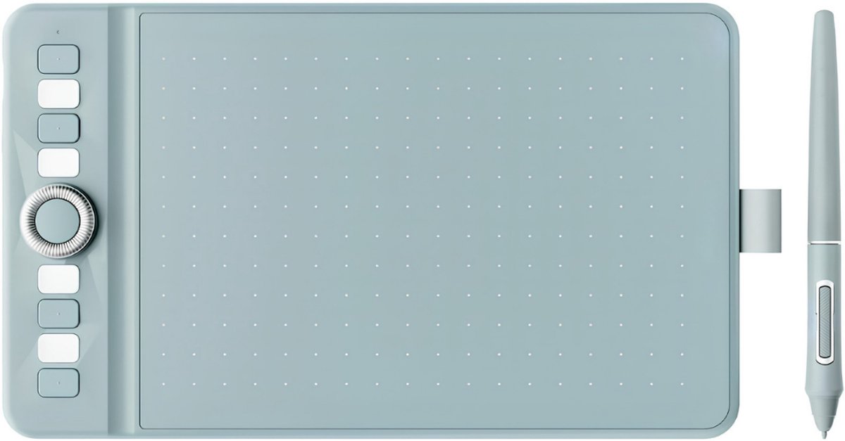 KIRA® Tekentablet - Compact Tekenpad voor Design & Oefening - Grafisch Tekenpad met 8 Sneltoetsen - Groen - 20cm x 20cm x 1cm