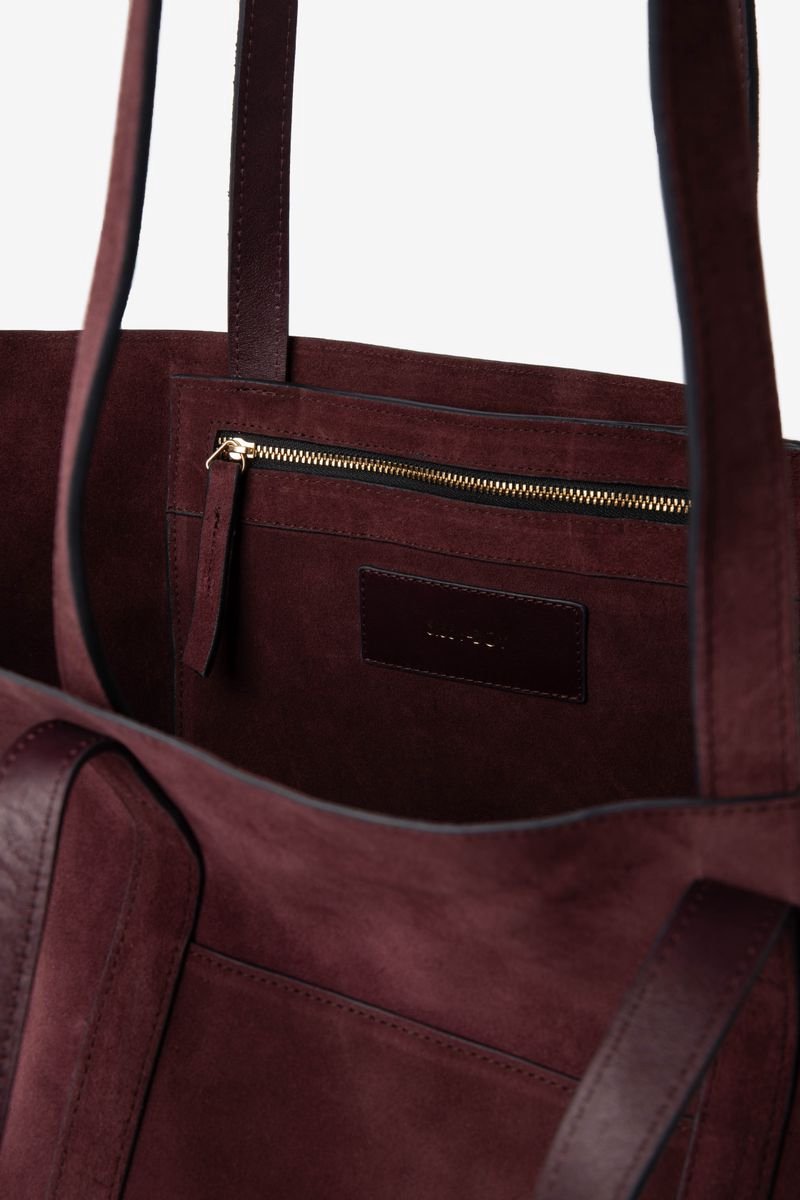 Sissy-Boy - Donkerrode suéde leren shopper