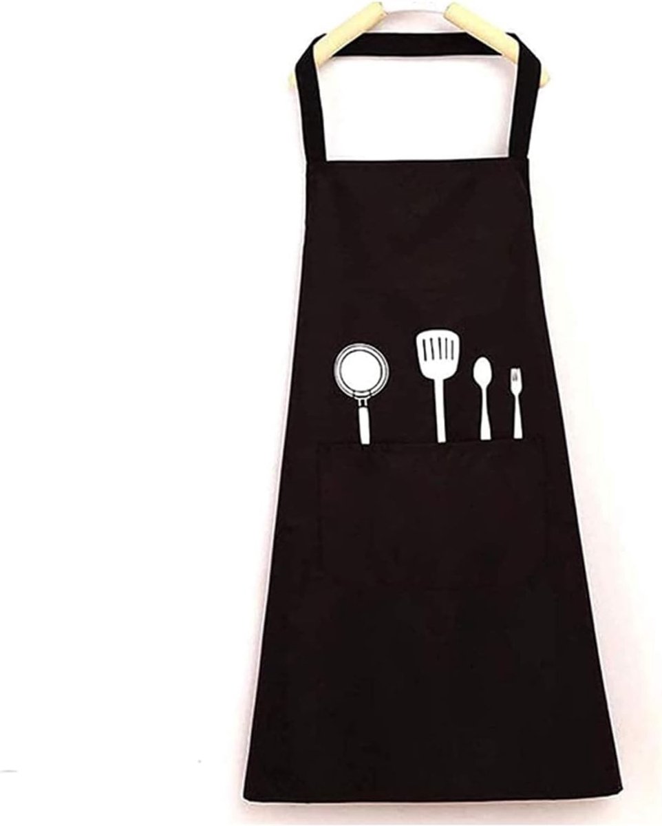 Unisex Keuken Schort Waterdicht met Zakken voor Koken, BBQ, Tuinieren en Bakken - Zwart