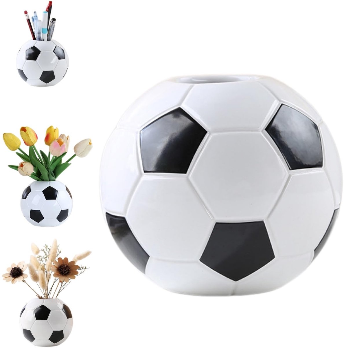 Keramische Voetbal Vaas - Modern Design 9,2 x 9,2 x 15,5 cm