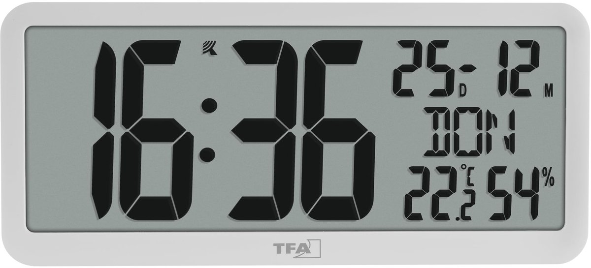 Digitale Wandklok met Binnenklimaat - XL Display en Kalender