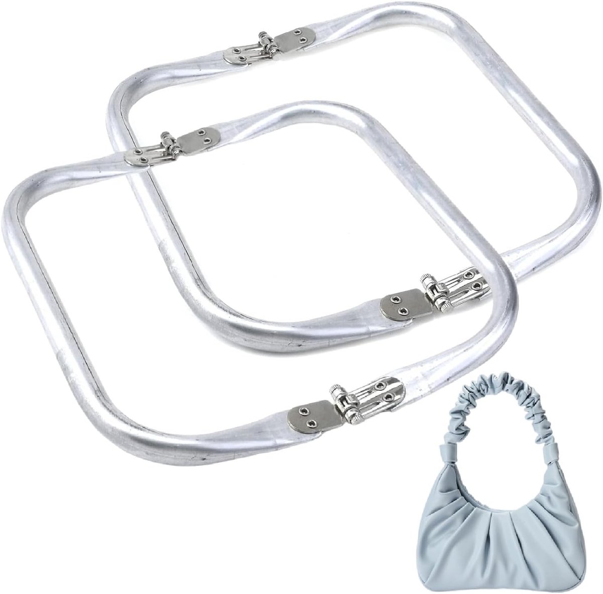 Set van 2 U-vormige Tas Handgrepen met Kussensluiting en Aluminium Frame voor Clutch en DIY Projecten