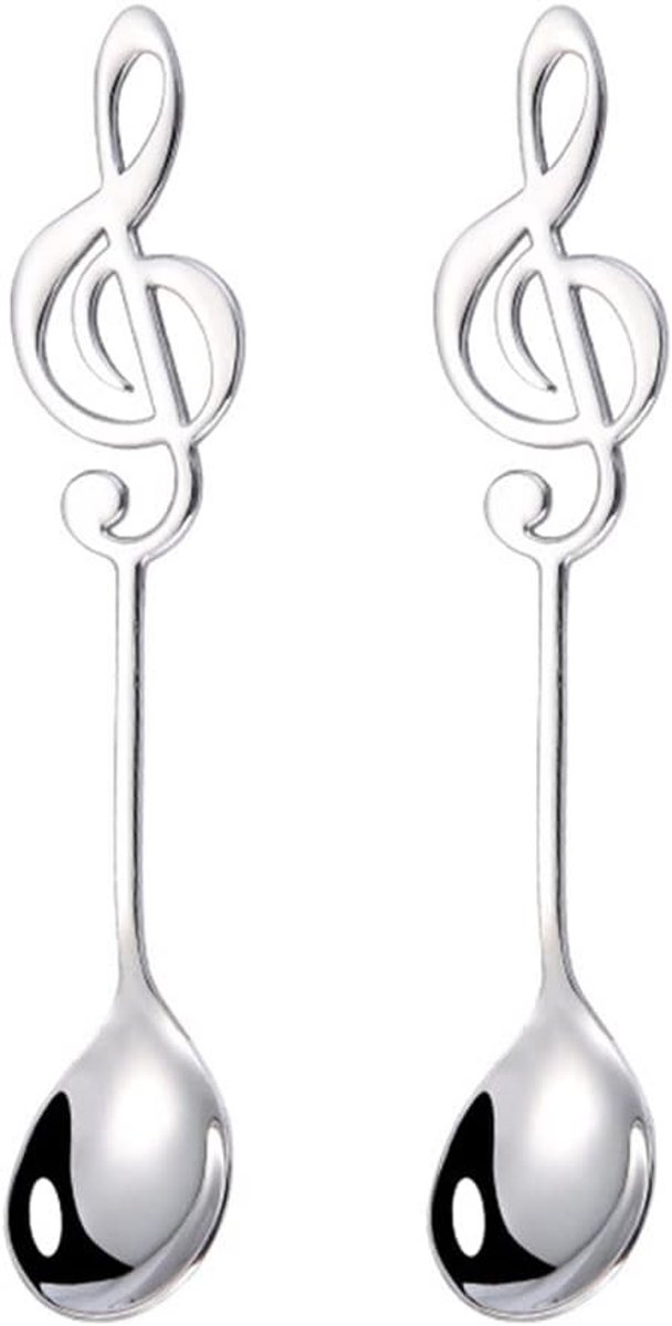 Decoratieve Dessertlepels met Muzieknotensymbool - Set van 2, Ideaal voor Koffie en Toetjes