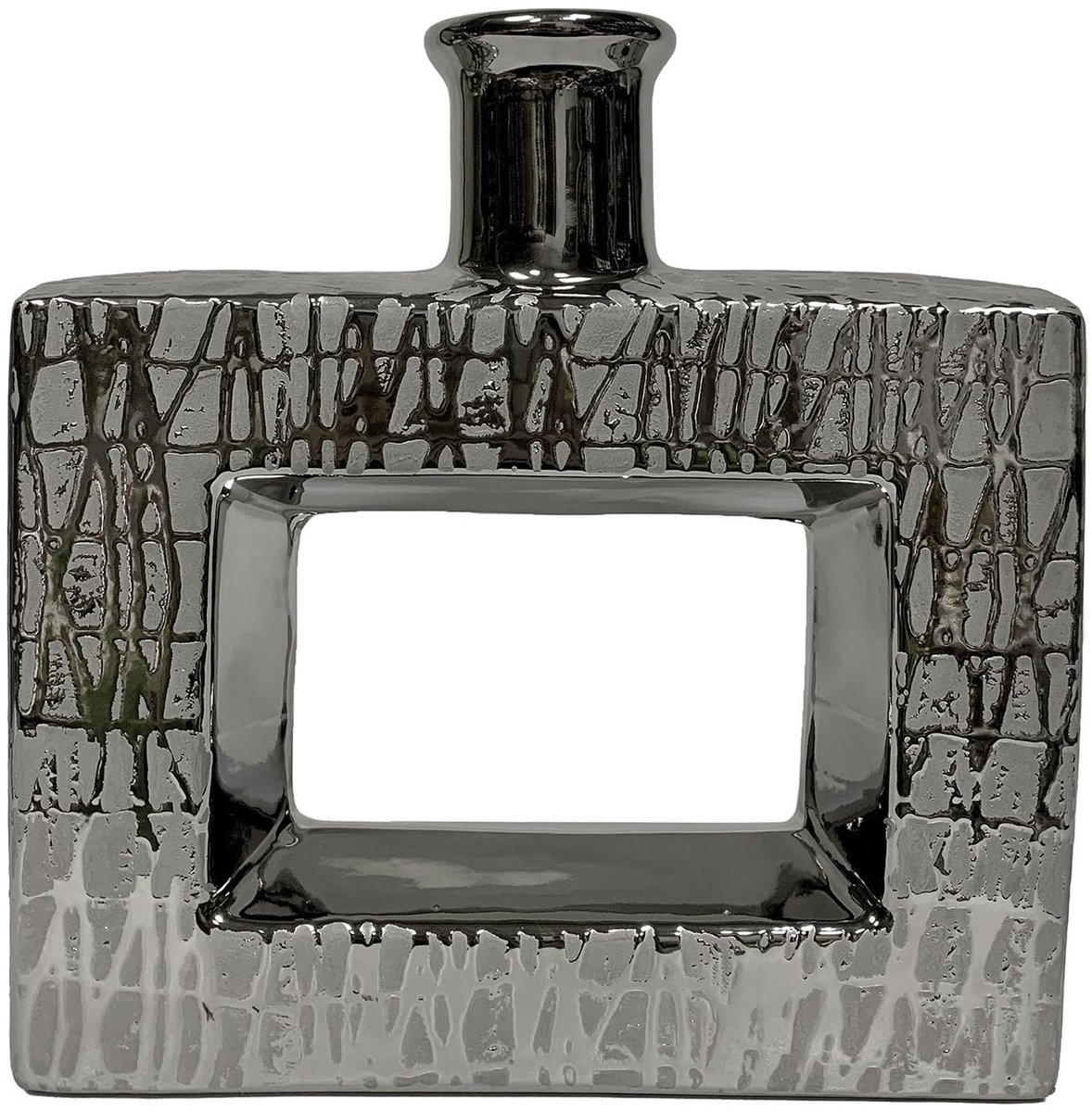 Tafelvaas - Keramiek, zilver - 6 x 24 x 24 cm