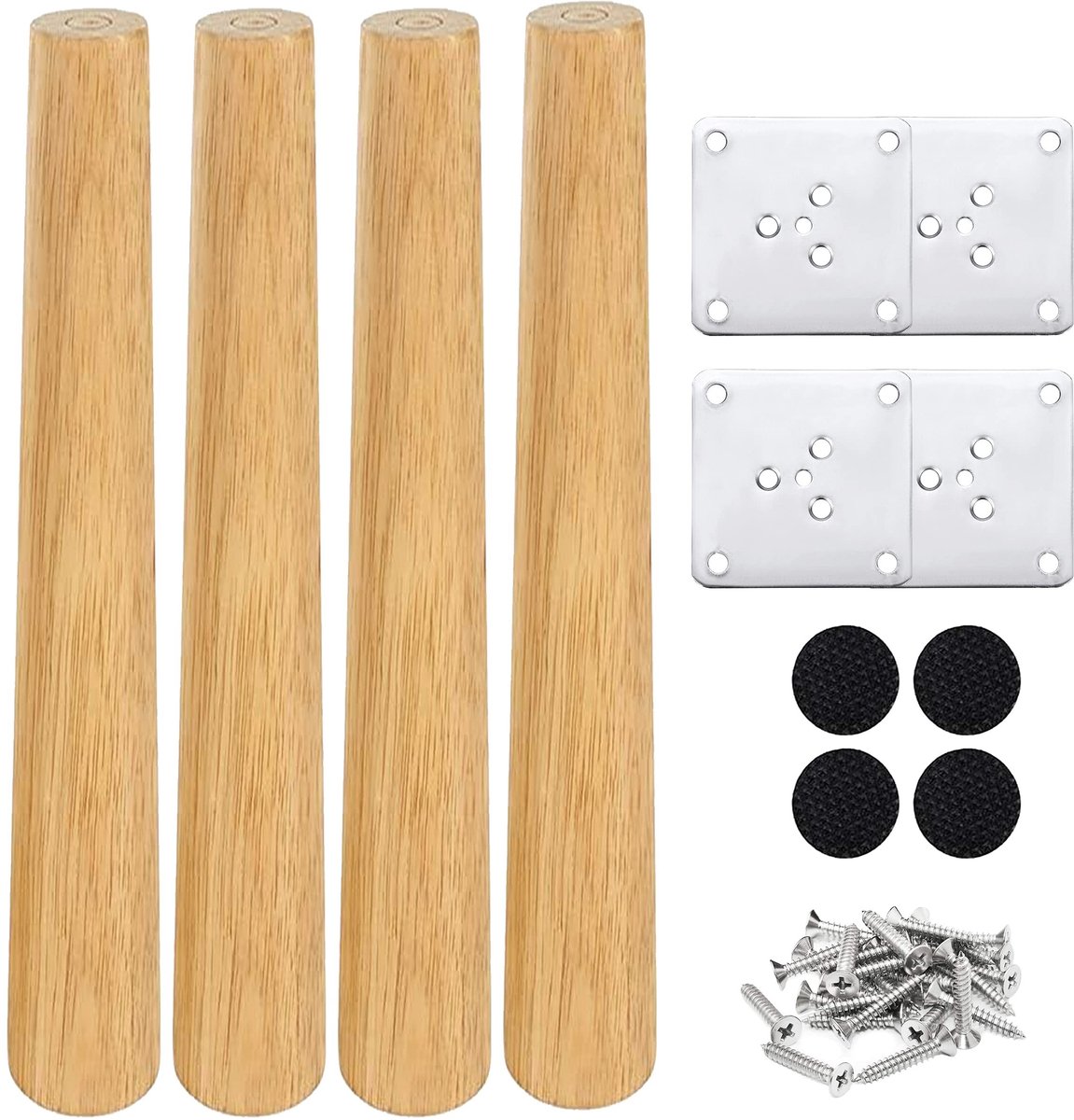 Houten meubelpoot - Set van 4, 25 cm, walnotenkleur