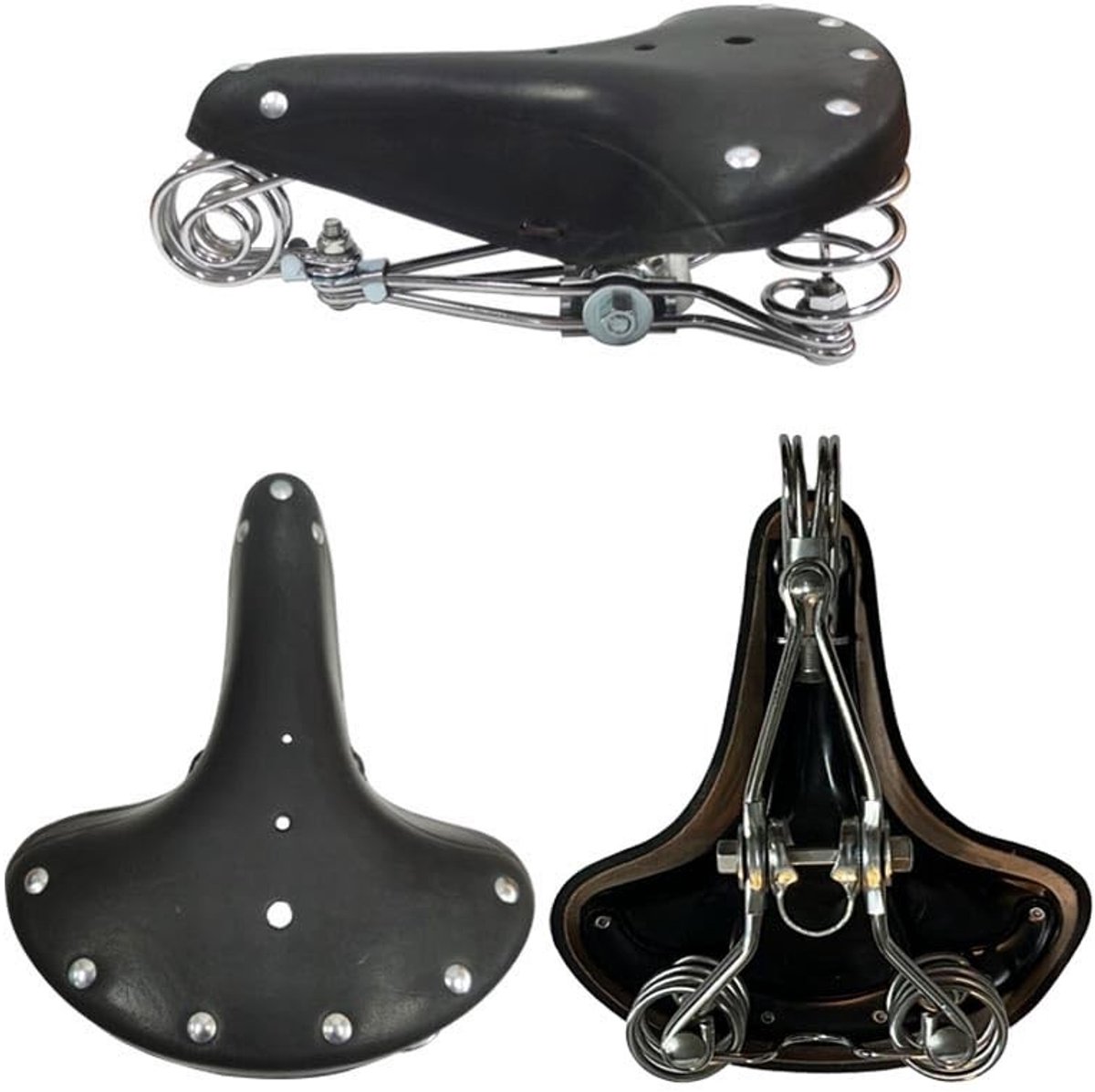 Fietszadel BGB-916 - Retro Zwart Leer met Vering