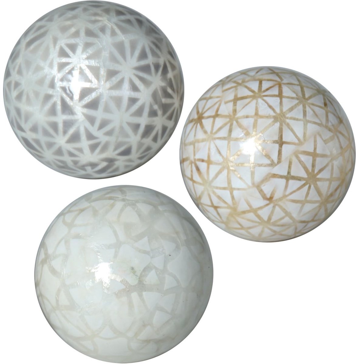 Set van 3 Decoratieve Ballen - 10 cm - Zilver en Goud