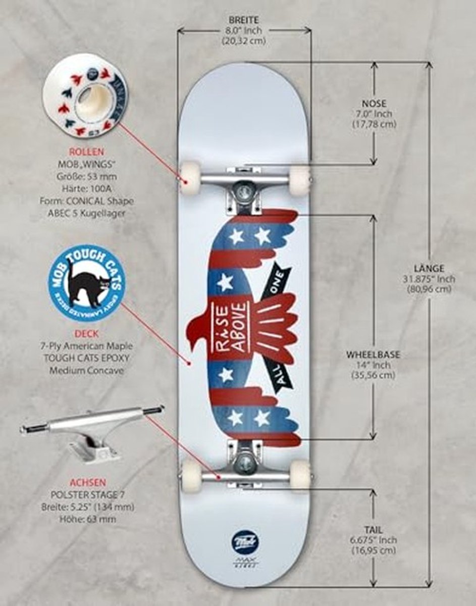 Skateboard Rise 8.0 - Compleet - 80,96 x 20,32 cm