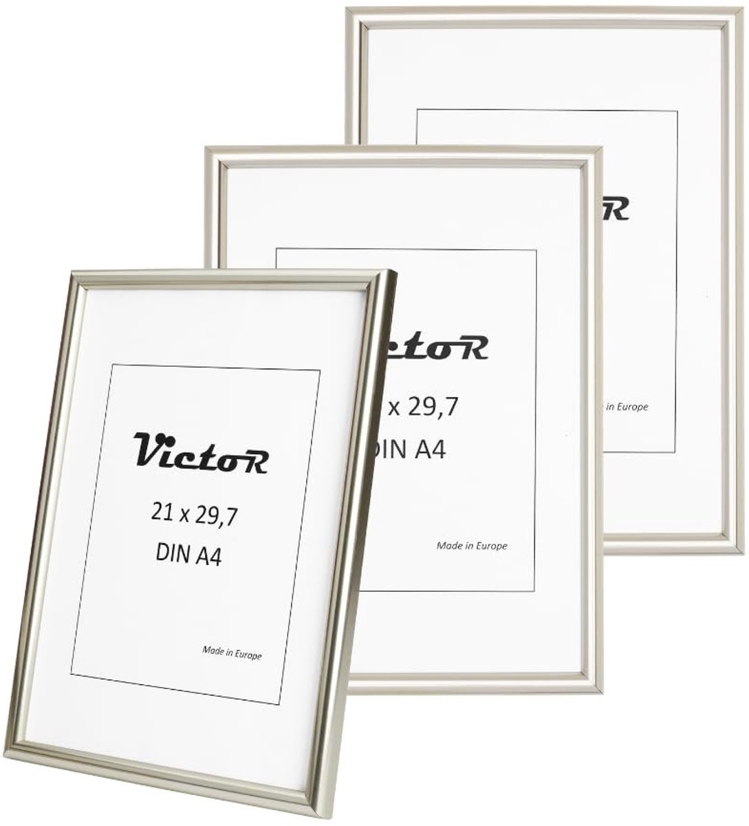 Foto lijst David - Set van 3 - Vintage A4 - Zilver