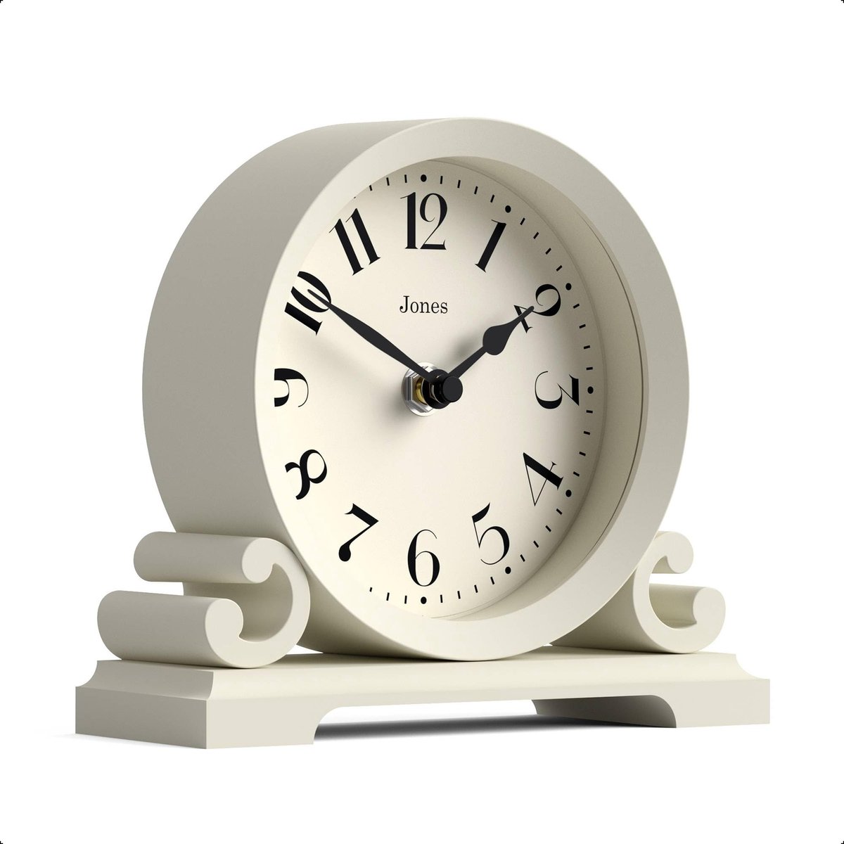 Saloon Chimney Clock - Traditioneel dubbel scroll ontwerp - Licht crème
