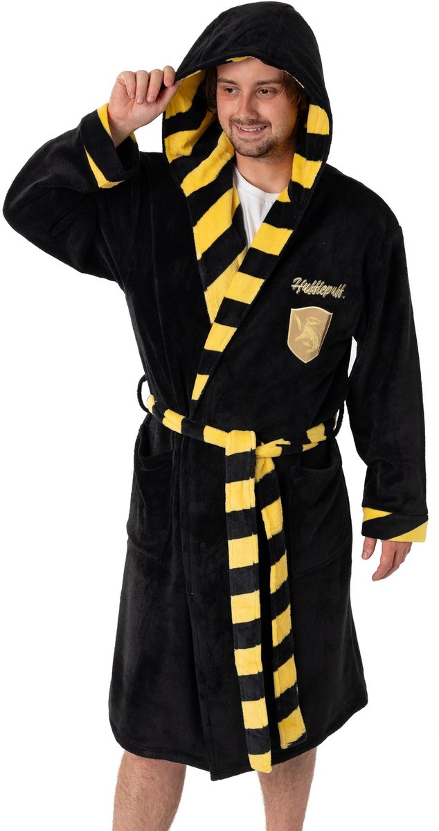Harry Potter Hufflepuff Badjas - Zwart - Unisex - Fleece