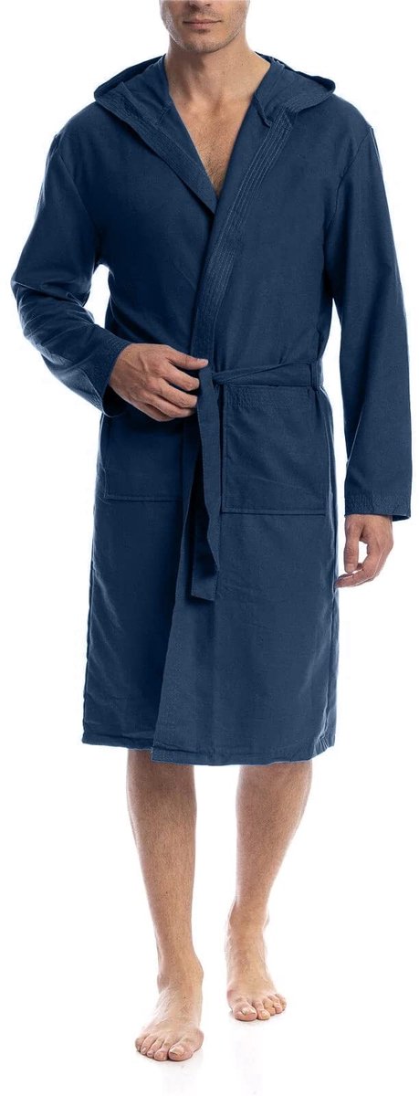 Microfiber Badjas voor Volwassenen - Lichtgewicht en Ruimtebesparend - Blauw