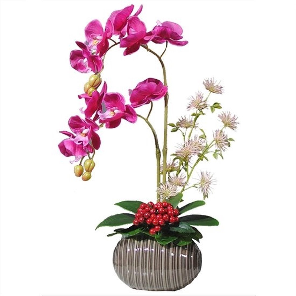 Kunstbloemen Phalaenopsis - Nep Orchidee - Woonkamer Decoratie - Natuurlijk Uiterlijk - 53cm Hoog - A