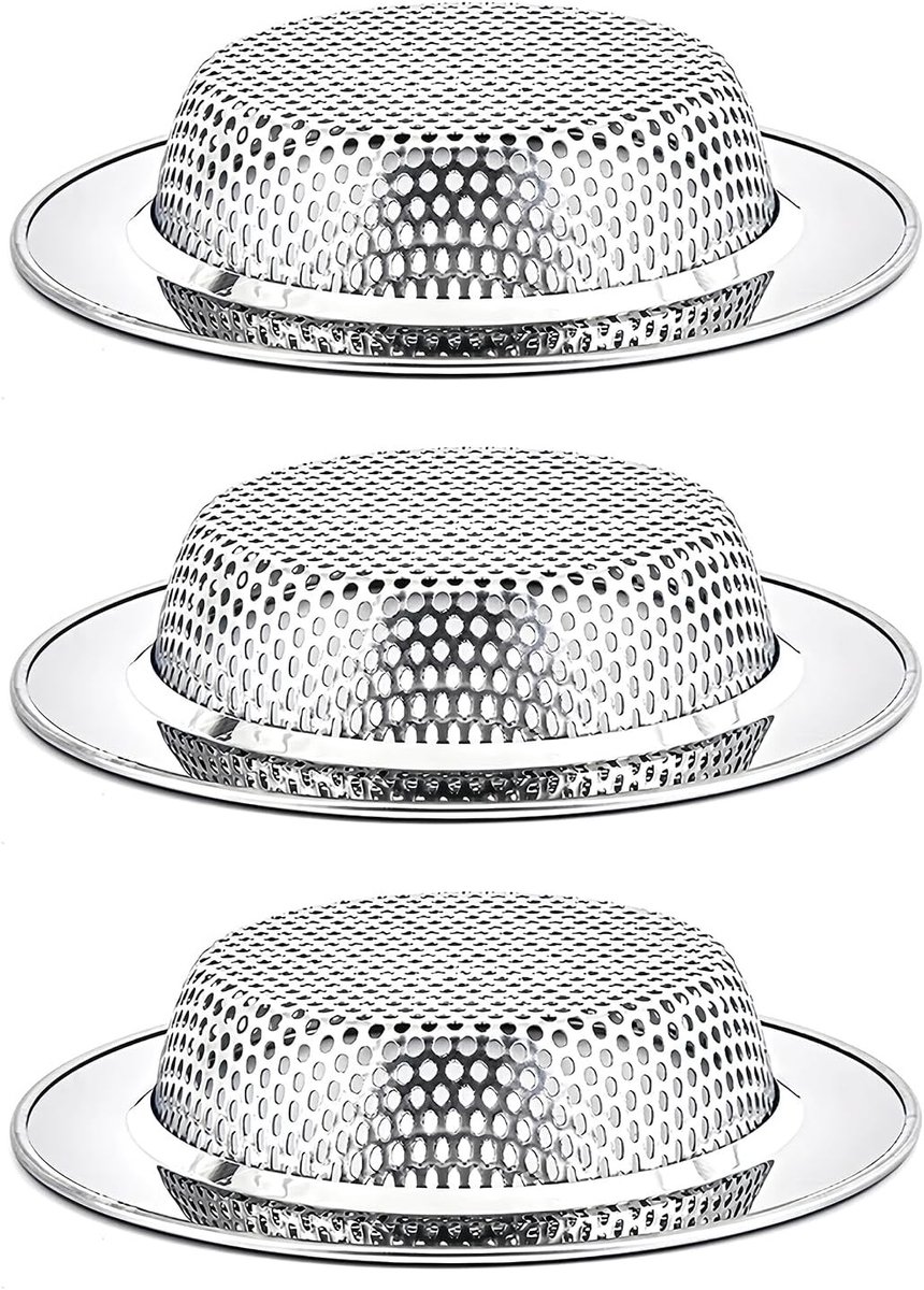 Gootsteenstop set van 3 voor keuken en badkamer, roestvrij staal, universeel, 11,2 cm buitendiameter, vaatwasmachinebestendig, duurzaam en eenvoudig te reinigen
