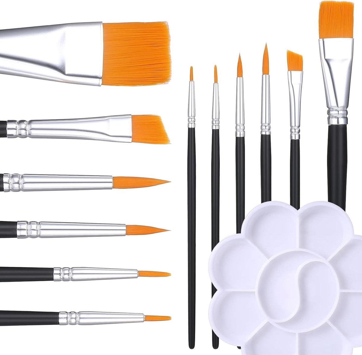 Professionele Set van 6 Gezichtsverfkwasten met Palet en Verftray voor Body Art, Halloween en Cosplay Make-up