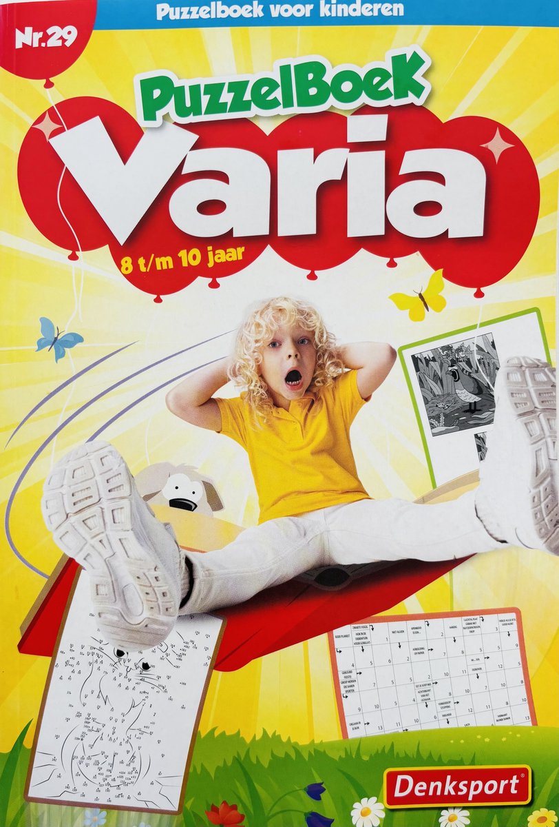 Denksport Varia Puzzelboek Kinderen 8 t/m 10 Jaar – 96 Pagina’s – Kinderpuzzels & Puzzelplezier