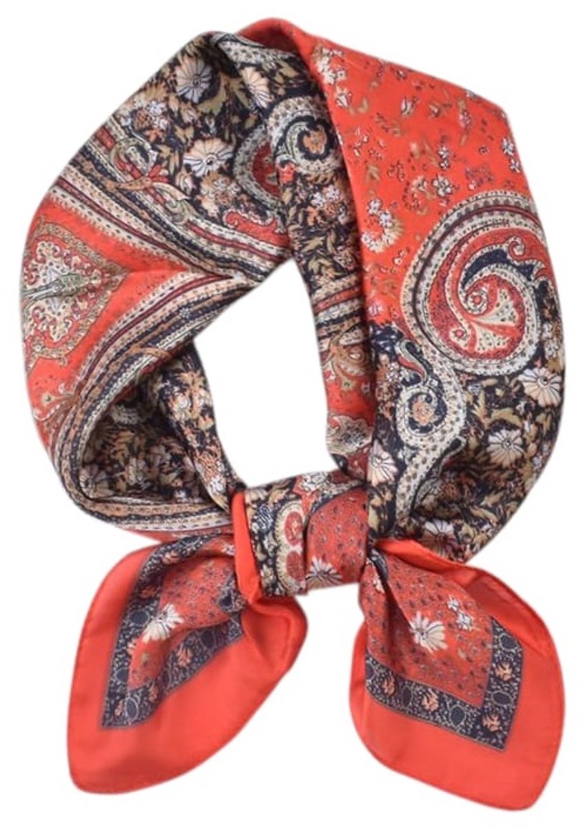 Zijde Vierkante sjaal gebloemd rood |Deels silk 70x70 CM Youhomy accessoires neksjaaltje |Satijn Hoofdsjaal | Stewardess Sjaaltje| Cadeau Moederdag cadeau| Valentijnsdag cadeau| Sinterklaas cadeau| Kerstcadeau