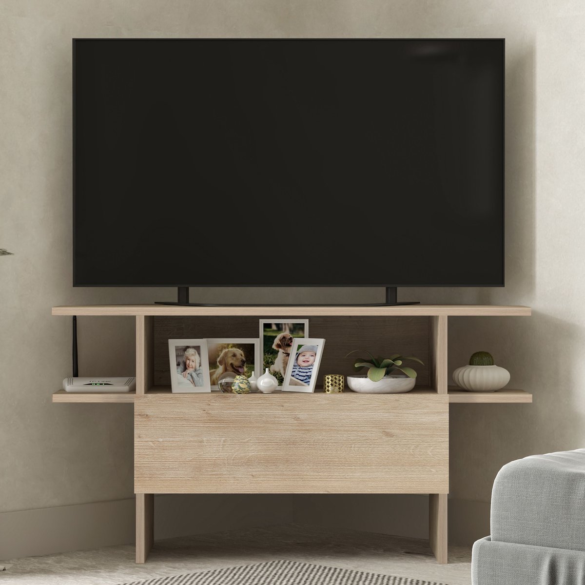 Brandloop Hoek tv-meubel - Tot 50 inch - Eikenkleur - Opbergruimte