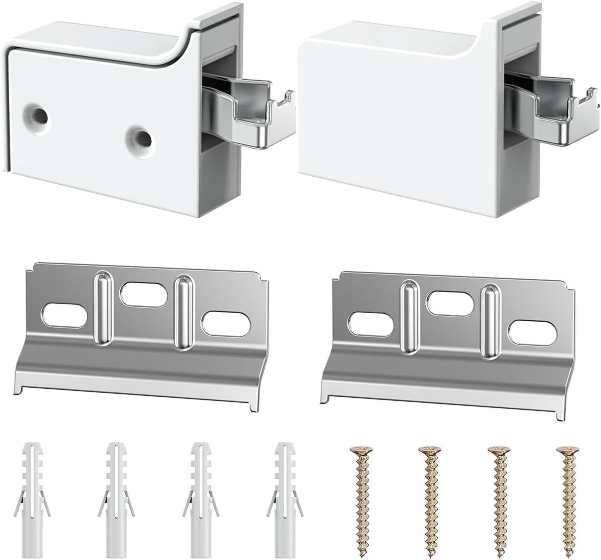 Verstelbare Wandbeugel voor Hangkast, Maximaal Draagvermogen 130 kg, Stevige Houder voor Keuken, Badkamer en Woonkamer (2 Stuks, Wit)