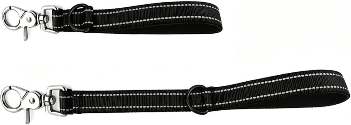 Set van 2 Hondenlijnen, Zwart, 60 cm en 30 cm, Korte Trainingslijn voor Honden, Huishondlijn, Terugroeplijn voor Kleine en Grote Honden, Hondenaccessoires, Hondenhalsbanden, Hondenkettingen