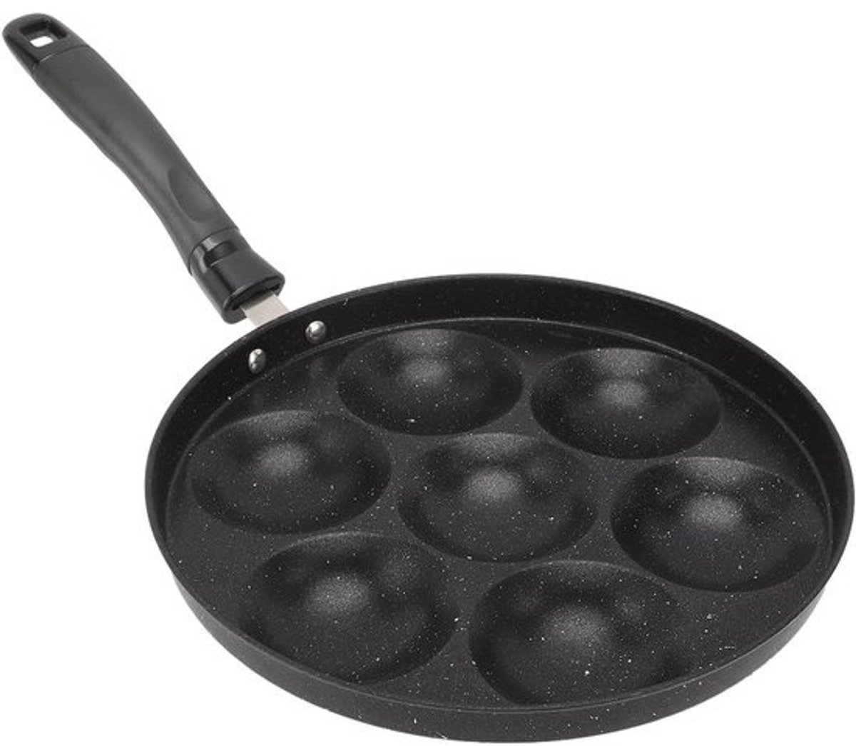 Eierkoekenpan met 7 Gaten - Omeletpan Pannenkoekenpan - Ontbijt Bereiden - Antiaanbak Maifan Steen Coating - 26 cm - Zwart