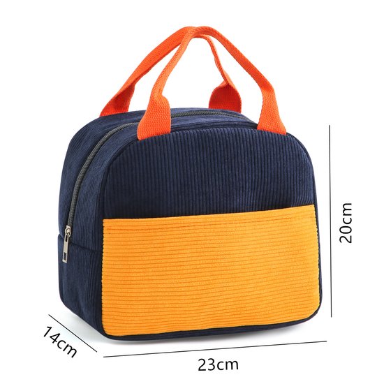 lunchtas-lunchtas koeltas- Draagbare Koeltas- Geïsoleerde Lunch Tas-lunchtas kinderen -lunchtas volwassenen- Geïsoleerde tas -Thermal Bag - Kleine Lunchkoeler- Unisex- Corduroy- Voor Picknicks, Kamperen, Werk, Het Dagelijks Leven-Groenachtig geel — afbeelding 2