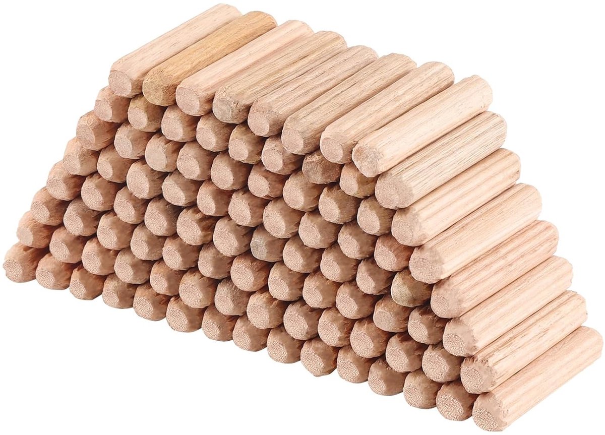 Houten Stoppen Set van 1000 Stuks, 6 x 30 mm, Ribbelstructuur voor Meubels en Creatieve Projecten