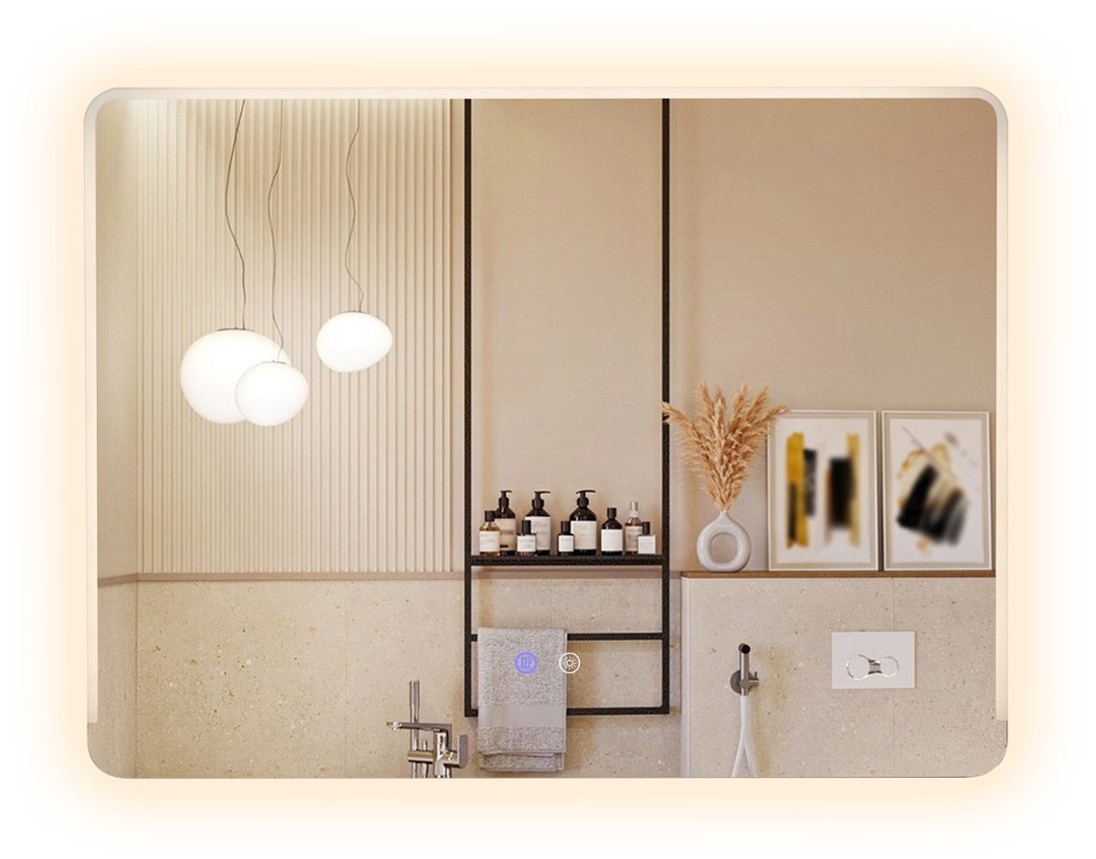 SureDeal® - Wandspiegel - LED Badkamerspiegel Explosieveilige - Kleurige Verlichting - Anticondens Horizontaal - Verticaal - 70x50x3 cm - Zilver