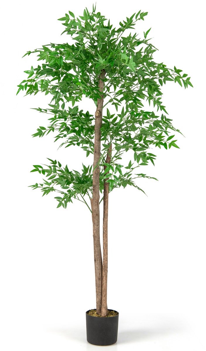 SureDeal® - Kunstplant - Bamboe Kunstboom - Pot Bamboeboom Decoratieboom - 18x14 cm - Groen