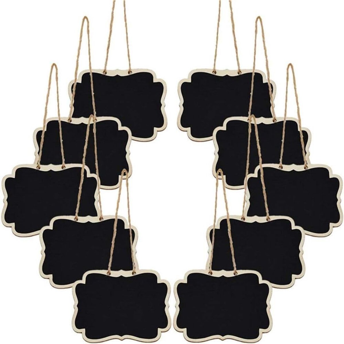 Kleine krijtbordjes met touw, 48 stuks, ideaal voor labels, geschenktags en prijslabels, perfect voor feesten en evenementen