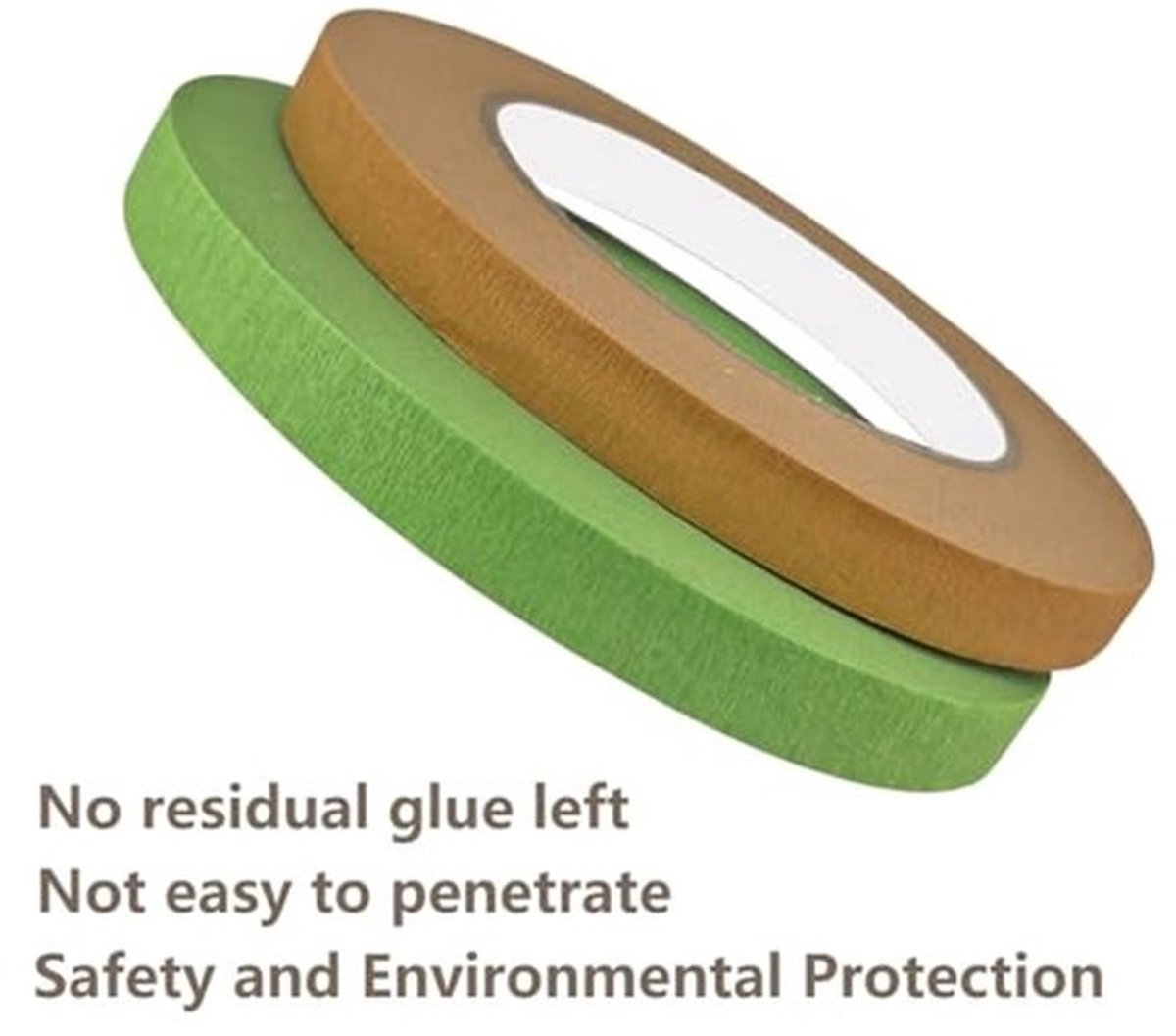 Afdektape, 2 rollen, 10 mm x 50 m, voor schilderen, handwerk en knutselen, lichtgroen en bruin