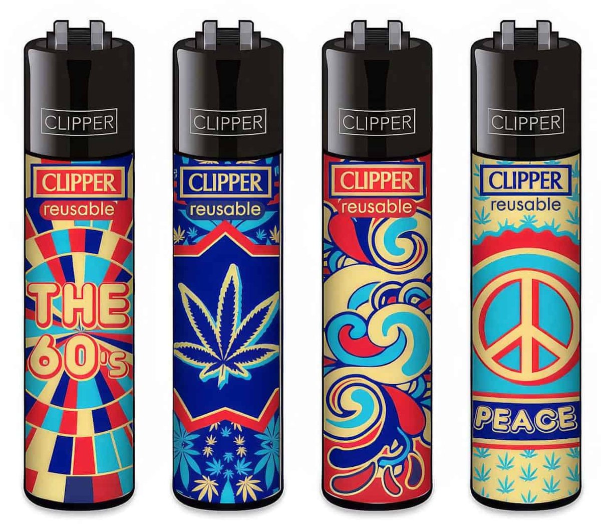 Clipper Classic Large Aanstekers "60ies" (4 Stuks)