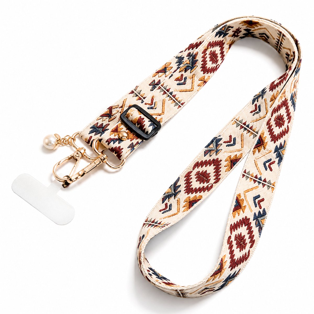 Vavida Telefoonkoord - Luxe Verstelbaar Crossbody Koord - Universeel Telefoonkoord - Boho Beige - Verstelbaar tot 124 cm