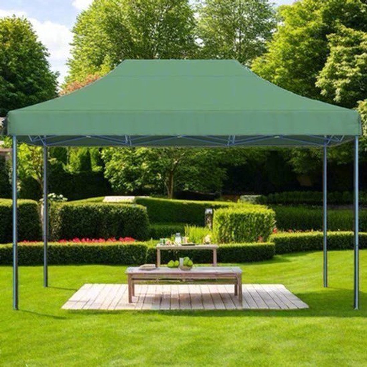 Opvouwbare Partytent – Tuinpaviljoen – Partytent – Tuientent – Feesttent – Kampeertent – Beschuttende Tent – 410x279x315 Cm – Waterdicht Oxford Polyester – Stalen Frame - Groen
