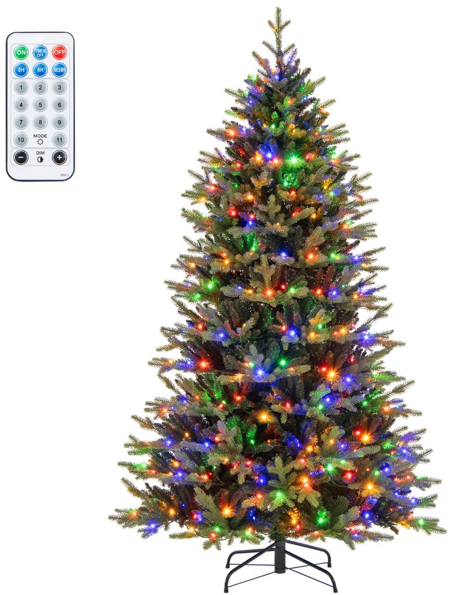 SureDeal® - Kerstbom - Kunstkerstboom - Vooraf Geïnstalleerde Verlichting - Boomtoppen - LED lampjes - groen