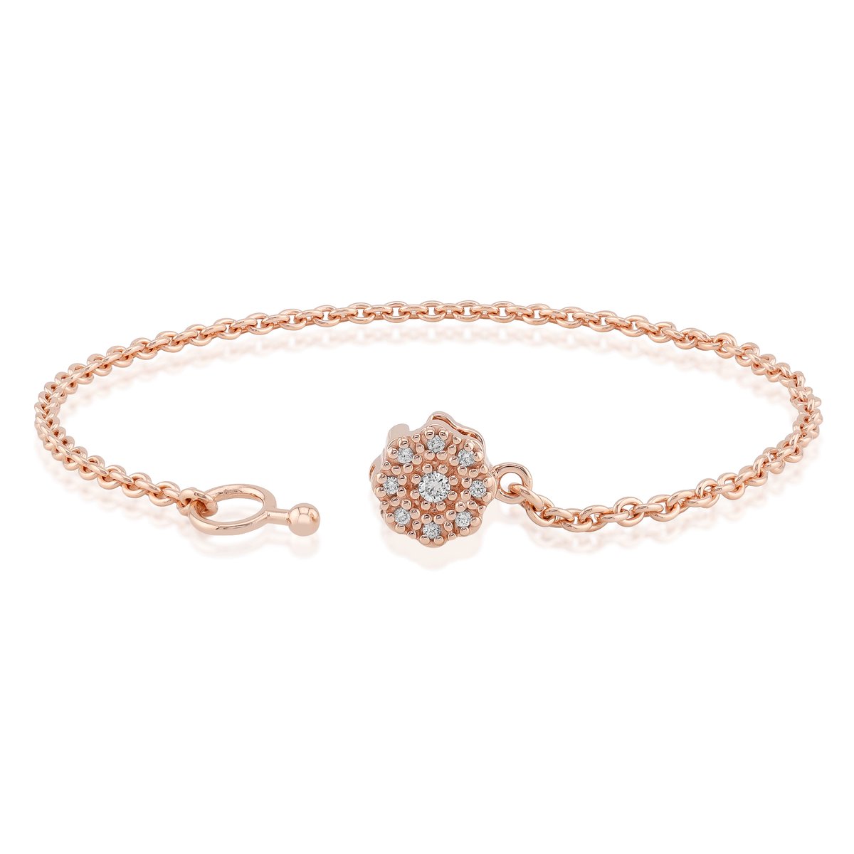 SI1-diamanten, roségoudvergulde zilveren armband