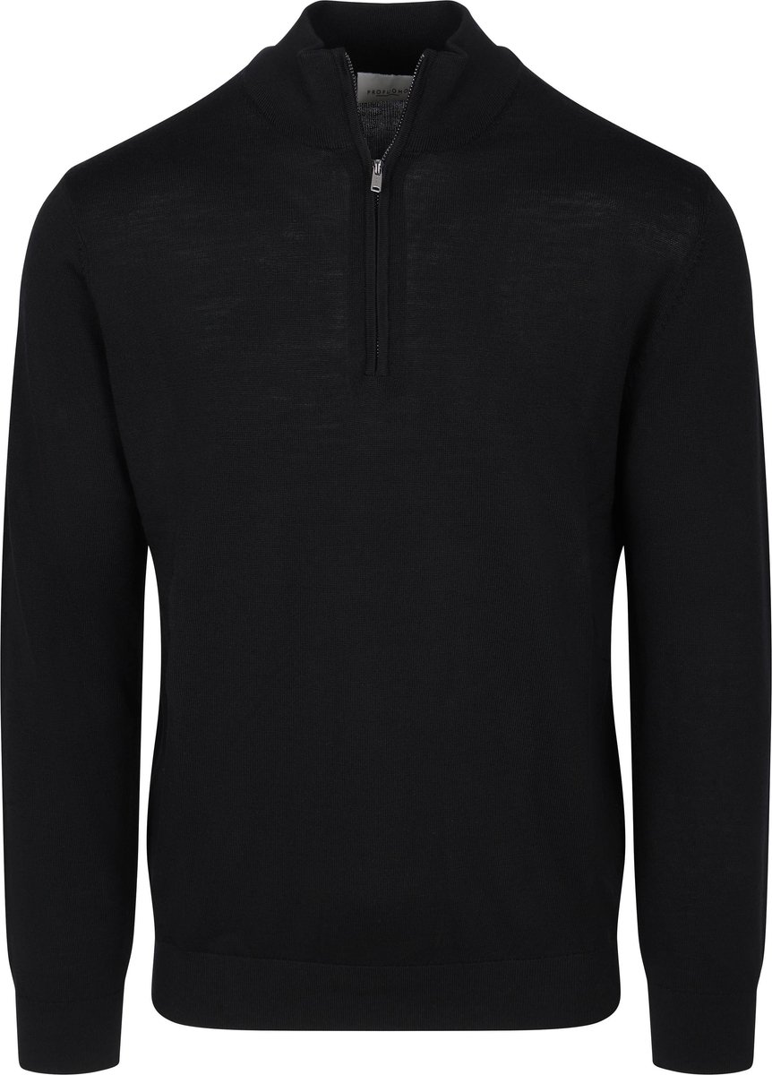 Profuomo Half Zip Pullover Merinowol Zwart - Maat M - Heren - Quarter zip