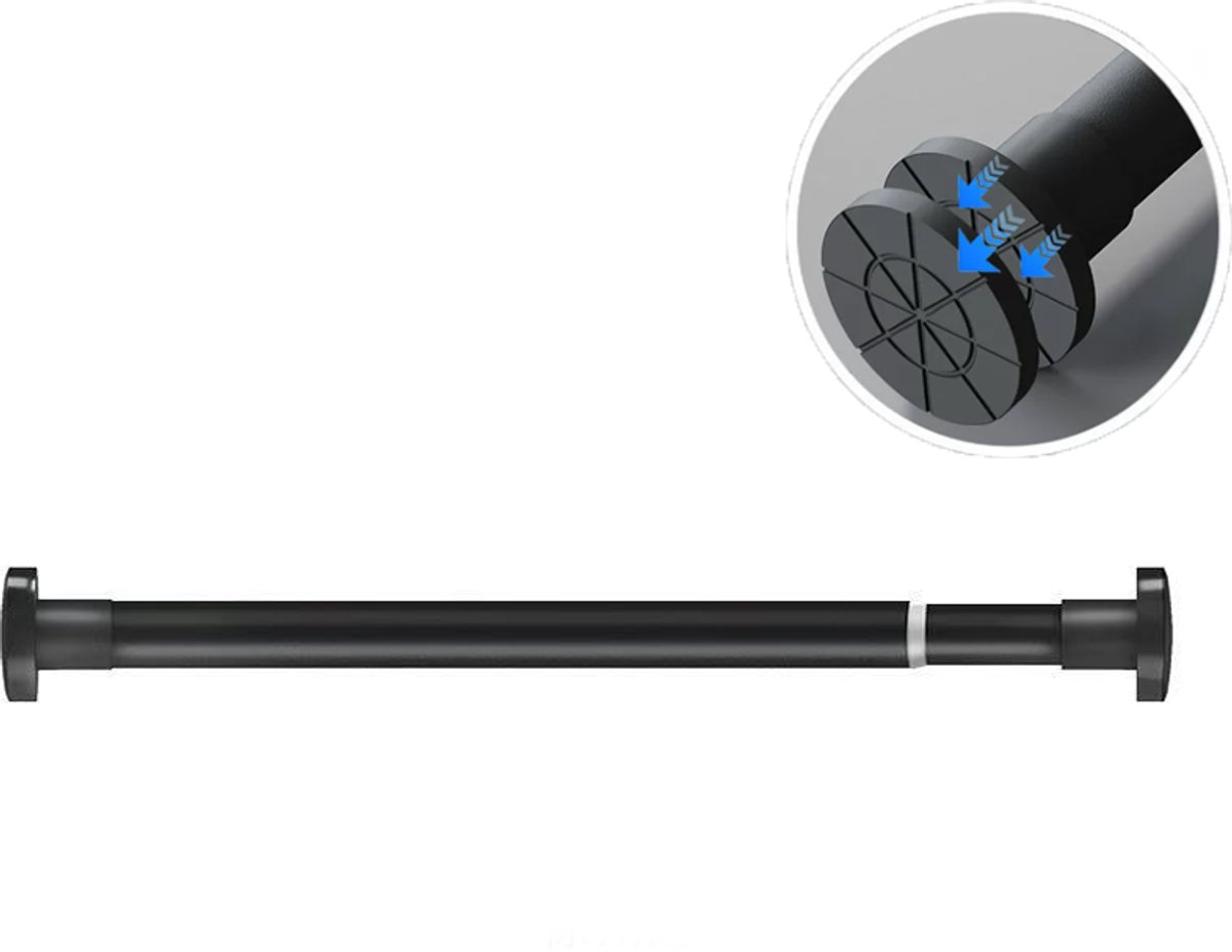 KZQ Telescopische douchegordijnstang 50-80 cm - Verstelbare veerspanning - Zonder boren voor badkamer keuken en balkon - Zwart
