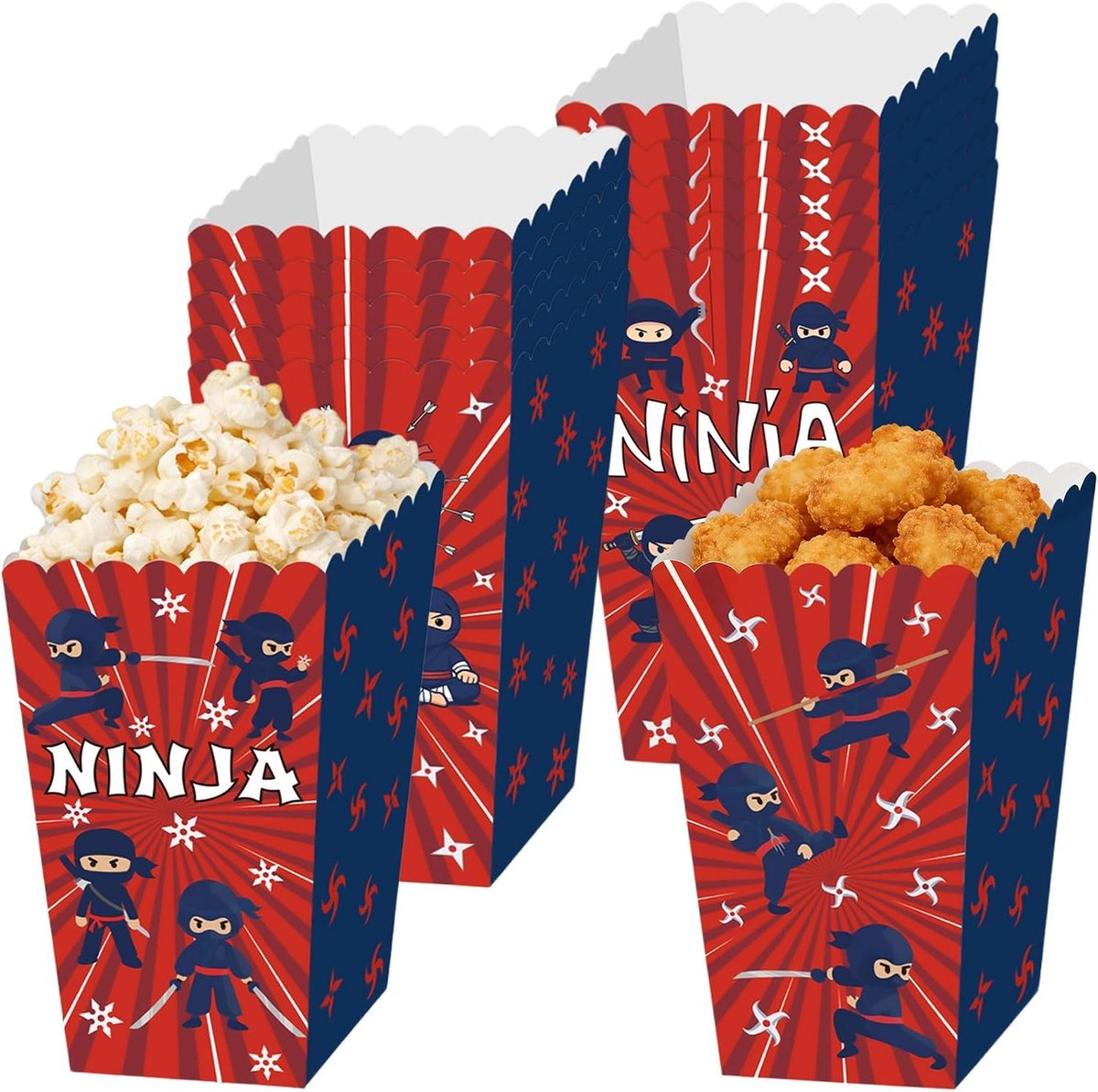 Ninja Feestcadeau Box met Party Accessoires en Tafelgerei voor Karate Feestjes in Rood