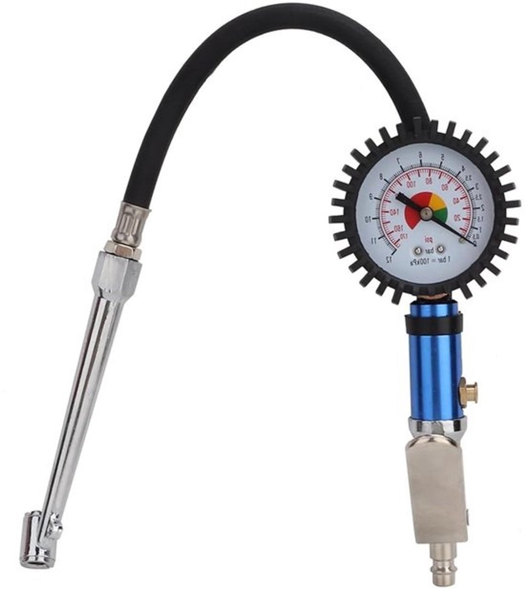 Bandenspanningsmeter - Luchtdrukmeter Banden - Bandenspanning Controleren - Zelfsluitende Koperen Kop - 0-170 psi - Metaal