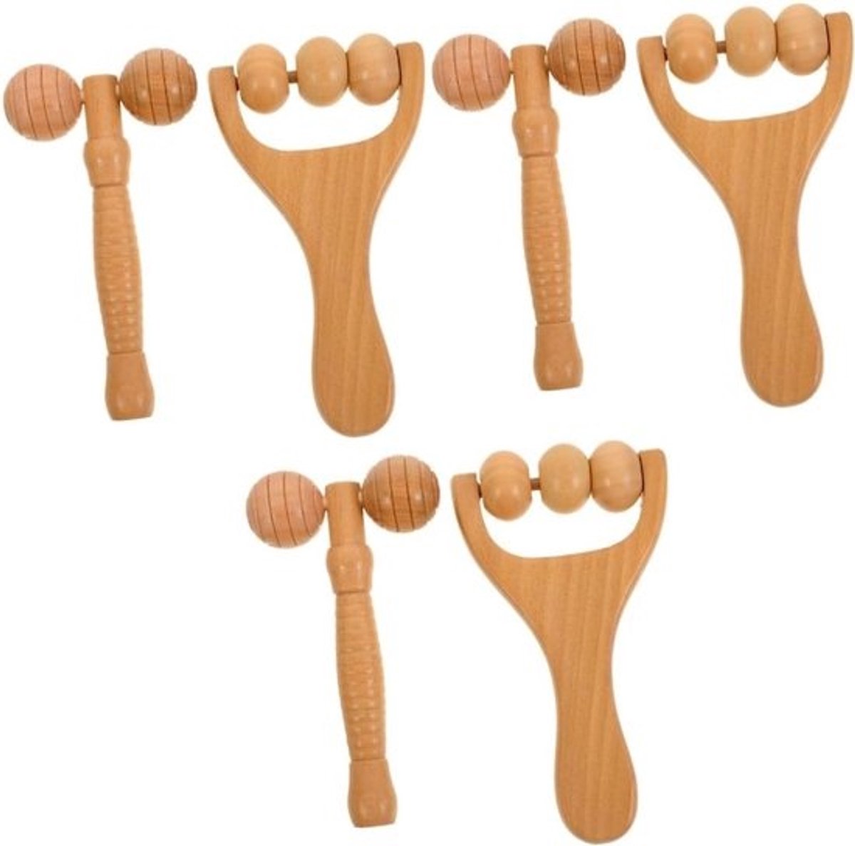 Voetmassage Gereedschap - Massage Roller Set - Ontspanning Bevorderen - Natuurlijk Houtmateriaal - 6 Stuks - Kaki